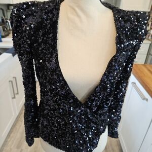 French Connection Navy Sequin Blazer